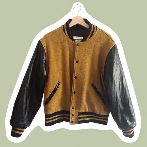 Modern Vintage Wool & Leather Letterman Varsity Jacket - Picture 1 of 6
